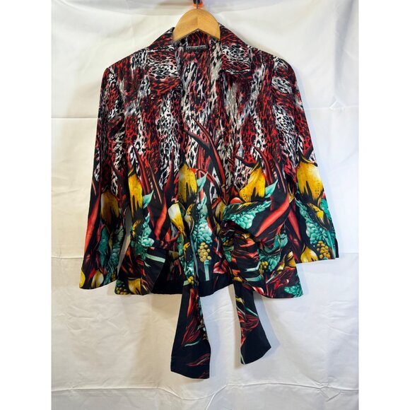 Mischa tie front bold colorful women size large cotton light jacket cover layer - Picture 8 of 9